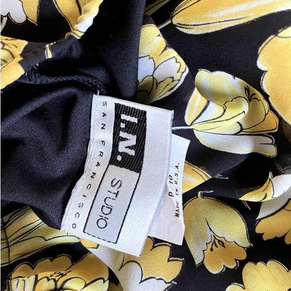 Vintage IN Studio Yellow Floral A Ling Knee Length Skirt Women Size 10P NWOT - Picture 7 of 8